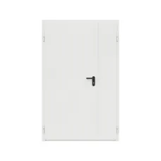 Дверь противопожарная металлическая сплошная двупольная неравнопольная угловая коробка ДПР-Олимп-02/30К (1350-2075, Левая, RAL 9016)
