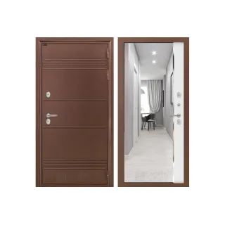 Входная дверь Термо Лайт с зеркалом Панорама - Белый софт