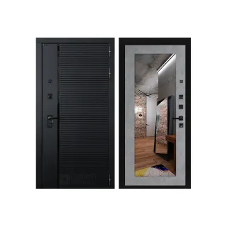 Входная дверь Лабиринт PIANO с зеркалом 18 - Бетон Светлый